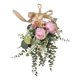 thumbnail image 1 of Corona floral artificial colgante, guirnalda ornamental decorativa en forma de lágrima de seda y Púrpura, 1 of 9