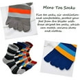 thumbnail image 2 of LOFIR Toe Socks for Men Five Finger Striped Sock Running Athletic Cotton Mens Ankle Socks Size 7-10.5, 5 Pairs, 2 of 6
