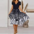 thumbnail image 1 of Mode Femmes A-Type V Cou à Manches Courtes Imprimé Floral Robe Décontractée en Vrac, 1 of 6