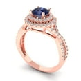 thumbnail image 2 of Clara Pucci 14K Rose Gold 1.31ct BlueSapphire Solitaire with Accents Ring, 2 of 8