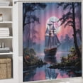 thumbnail image 4 of Fantasy Ship Print Shower Curtain Set 4-Set Magical Moonlight Bathroom Decor Set Night Scene Includes Floor Mat ,Toilet Cover Mat ,U-Mat ,Shower Curtain with 12 Hooks,72inx72in, 4 of 7
