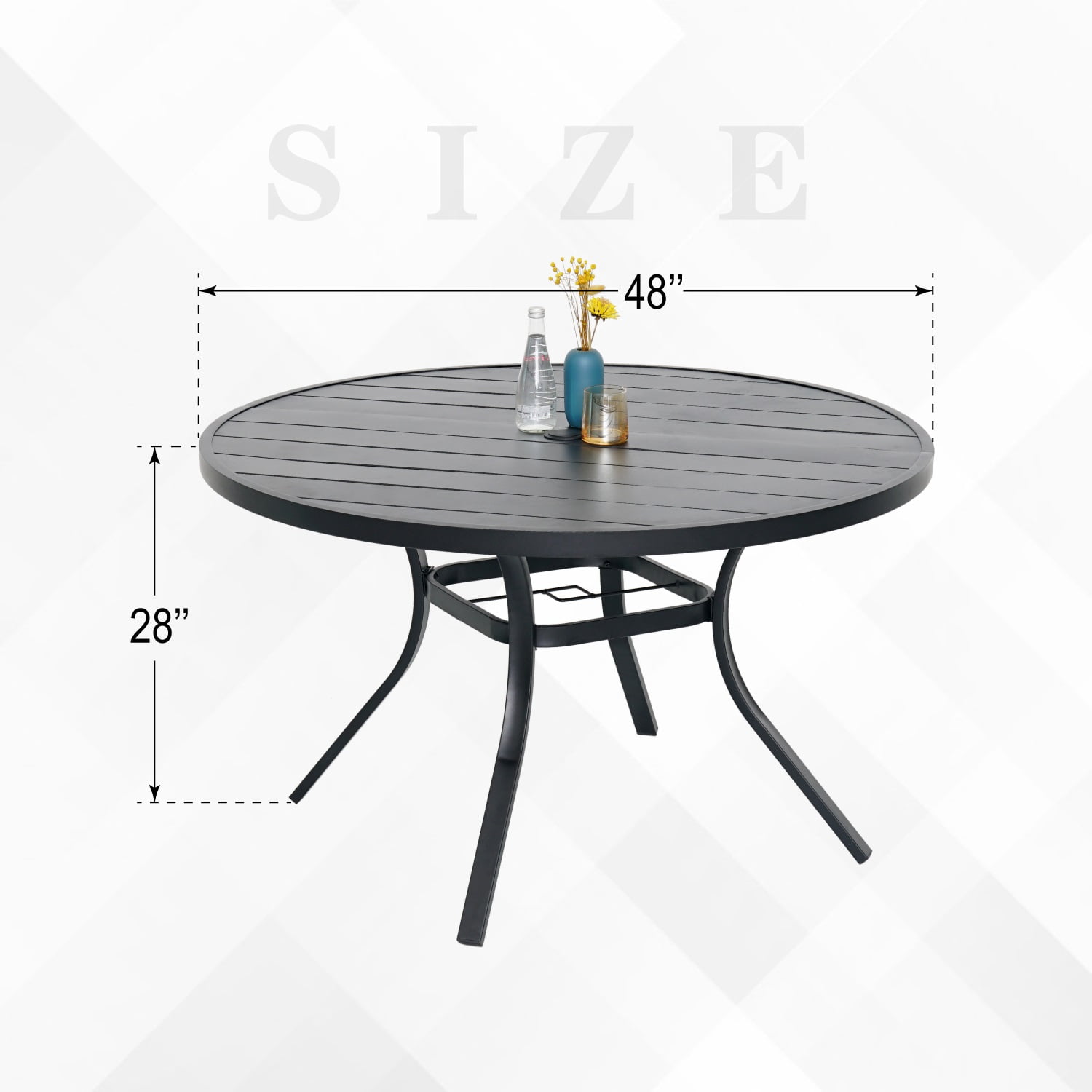 7-Peices Outdoor Patio Dining Set Stacking Chairs and 48" Round Table Furniture Set for 6 Person