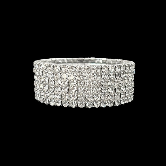 XmhyTop-A Bracelets Silver Rhinestone Bracelets, Stretch Stackable Sparkling Bracelets, 1 Piece, One-Size-Fits-Most, Ideal for Daily & Party Wear,6 Row