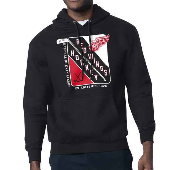 Men's Starter Black Detroit Red Wings Shield Logo Pullover Hoodie