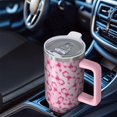 thumbnail image 6 of Pink Breast Cancer Tumbler with Handle and Lid,40oz Double Wall Vacuum Insulated Tumbler,Cups Gift for Women and Men, 6 of 7