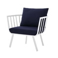 thumbnail image 3 of Lounge Sectional Sofa Chair Set, Aluminum, Metal, Steel, White Blue Navy, Modern Contemporary Urban Design, Outdoor Patio Balcony Cafe Bistro Garden Furniture Hotel Hospitality, 3 of 10