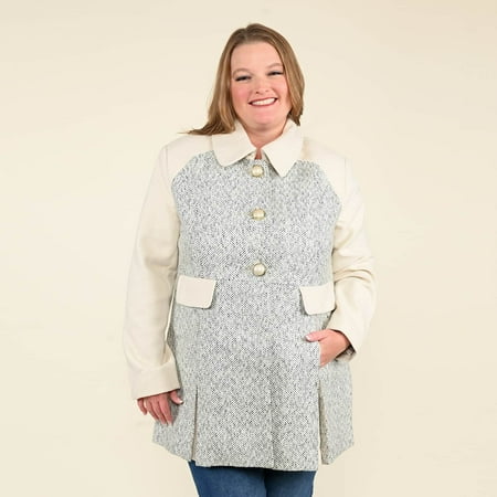 TAMSY Off White Color Acrylic Trench Full Sleeve Coat Size - XL Birthday Christmas Gifts