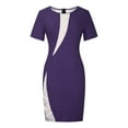 thumbnail image 4 of Fashion HTNBO Womens Formal Bodycon Midi Dress Short Sleeve Crew Neck Color Block Dress Dresses, 4 of 8
