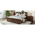 thumbnail image 4 of King Size Wood Platform Bed - Antique Wood w/ Storage Headboard, USB Ports &amp; Drawers. Solid Pine Frame. Bedroom Furniture., 4 of 14