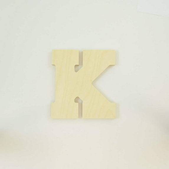Package of 1, 14 Inch X 3/4" Thickness Baltic Birch Wood Letter K in The Collegiate Font, Thick for Art & Craft Project, Made in USA
