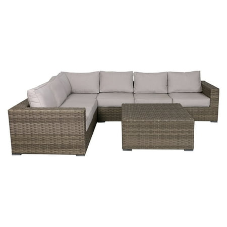 Teva Patio Bali Outdoor Wicker Sectional Sofa With Ottoman