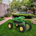 thumbnail image 2 of GVN Garden Wagon Cart,Utility Grocery Wagon,Red/Green Garden Cart Rolling Work Seat With Heavy Duty Tool Tray Gardening Planting-Green, 2 of 11