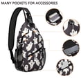 thumbnail image 2 of Sling Backpack,Dark Halloween White Ghosts Sling Bag with Water Bottle Holder,Waterproof Sling Bag for Men/Women with Headphone Jack for Hiking,Travel, 2 of 6