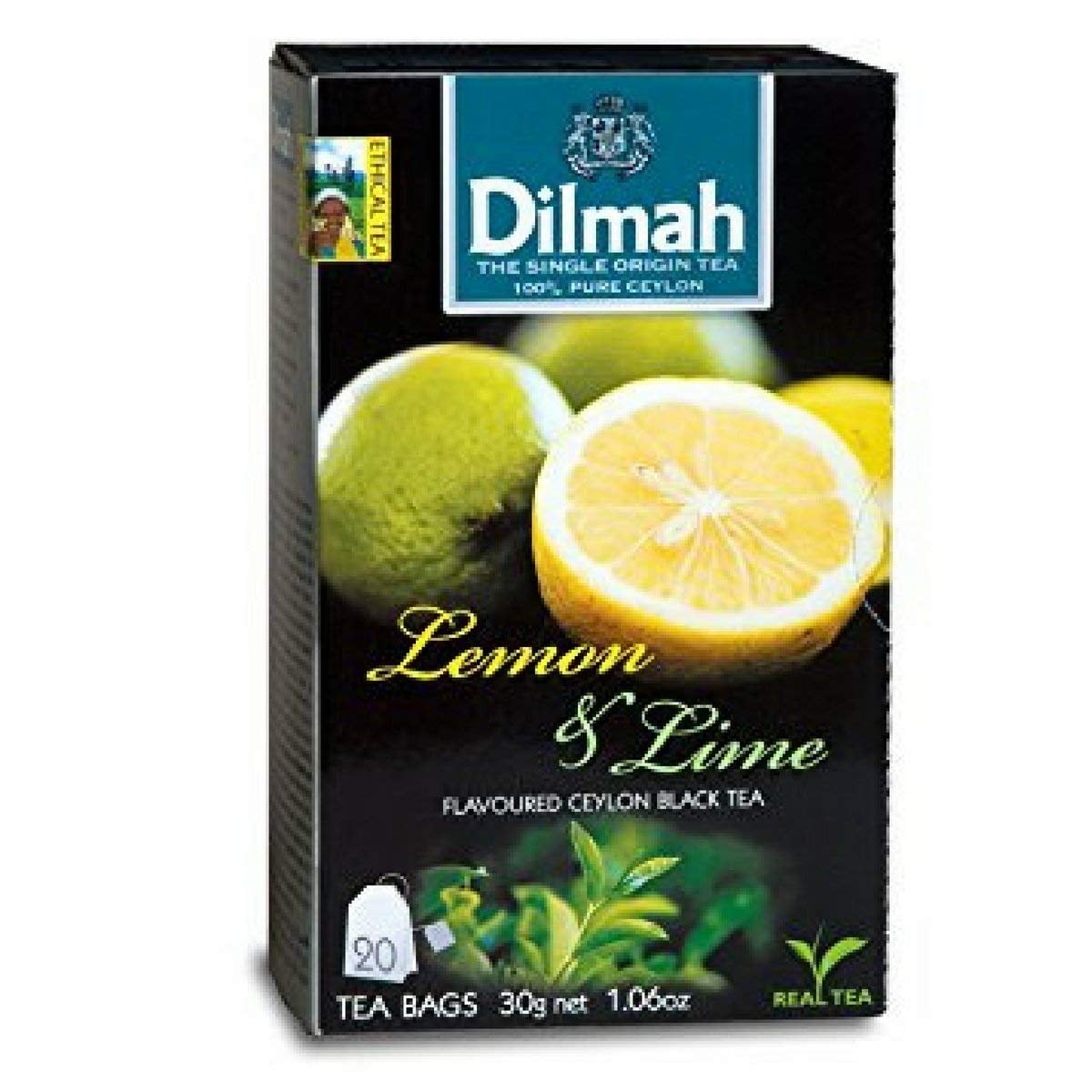 Dilmah Lemon and Lime Flavored Ceylon Black Tea 20 Tea Bags Sri