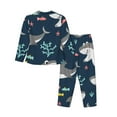 thumbnail image 2 of Junzan Friendly Smiling Sharks Print Womens Pajama Sets,Long Sleeve Button Down For Women Pjs 2 Piece, 2 of 9