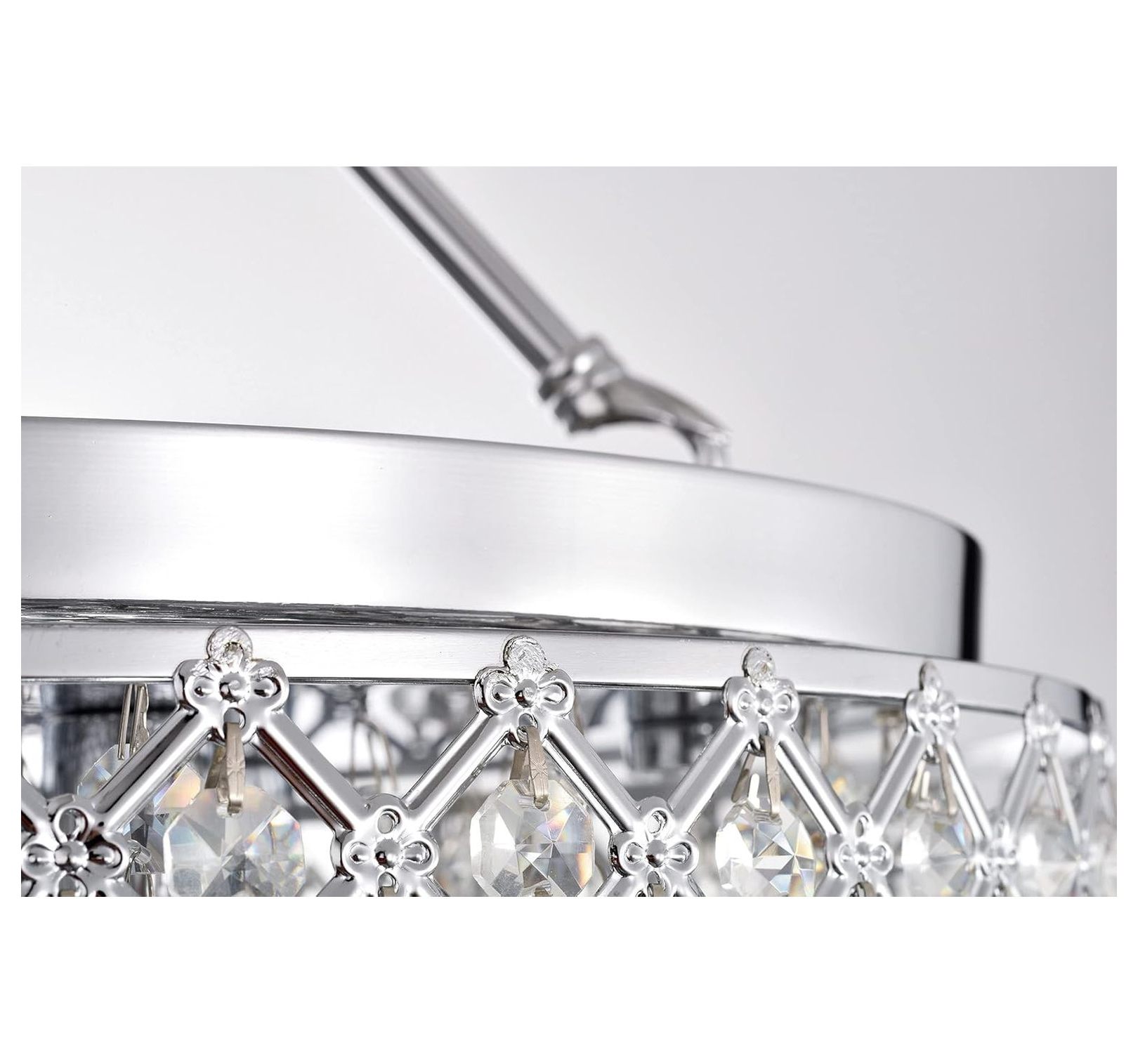 Marya 4-Light Finish Round Metal Shade Crystal Chandelier Semi-Flush Mount Ceiling Fixture for Bedroom, Hallway, Closet, Entryway, Stairs