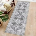 thumbnail image 3 of Alfombra lavable Haperlare para dormitorio, antideslizante, de gran tamaño, para sala de estar, estilo bohemio oriental, de chenilla desgastada, resistente a las manchas, 60 x 180 cm, color gris, 3 of 6