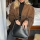 thumbnail image 2 of French Vintage Brown Lapel Pocket Jacket Woman Retro Single Breasted Long Sleeve Casual Coat Autumn New Chic High Street Outwear, 2 of 4
