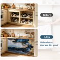thumbnail image 4 of Navy Blue Cabinet Curtain 32"Wx55"L, Dustproof Pantry Door Curtain with Self Adhesive Tape, Abstract Color Block Vintage Modern Tall Storage Cover Privacy Drape for Bathroom Kitchen Laundry Room, 4 of 9