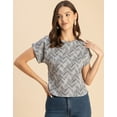 thumbnail image 2 of Moomaya Round Neck Short Sleeve Printed Loose Fit Top - Women's Casual Top, 2 of 9