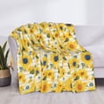 thumbnail image 3 of Yiaed Blue Floral Sunflower Print Blanket Throw Blanket Soft Cozy Flannel Blanket for Home Bed Sofa Couch Chair-40"x30", 3 of 6