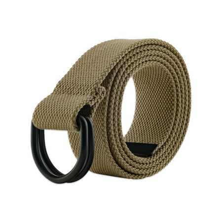 E-Living Store Men's and Women's Canvas D-Ring Belts, Khaki, X-Small (Waist Size 28-31