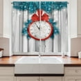 thumbnail image 2 of Ambesonne New Year Kitchen Curtains, Midnight Clock Pine, 55"x45", Red and Pale Grey, 2 of 3
