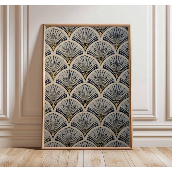 Art Deco Gold Navy Poster, Unframed Paper Poster 8x10in