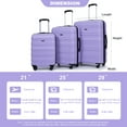 thumbnail image 4 of PAPROOS Hardside Luggage Set, 3 Piece 21in 25in 29in Carry on Suitcases Set with 2 Hooks and TSA Lock, Modern Lightweight Luggage Set, Hardshell Expandable Suitcase Set for Family Travel, Purple, 4 of 13