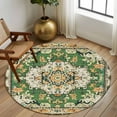 thumbnail image 3 of Green Boho Round Rugs 6ft, Vintage Ethnic Tribe Southwestern Non Slip Washable Rug Runner, Low Pile Indoor Floor Carpet Mat Bathroom Rugs for Living Room, Bedroom, Kids Room, 3 of 9