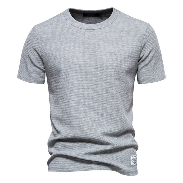 Qertyioot Mode Homme Décontractée chandail-Over Uni Col Rond T-shirt Manches Courtes Hauts Chemise Économies d'Été