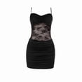 thumbnail image 3 of Lace Mini Dress Bodycon Spaghetti Strap Party Club Dress Black L, 3 of 6