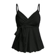 thumbnail image 3 of Women's Babydoll Tops Sleeveless V Neck Peplum Crop Wrap Top Cute Summer Tie Front Camisole, S, 3 of 5