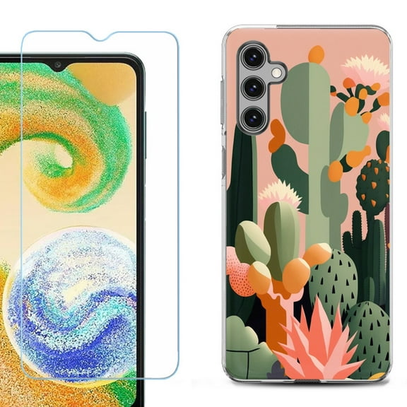 OneToughShield ® Compatible with Samsung Galaxy A25 5G, Shockproof Phone Case, with Tempered Glass Screen Protector - Cactus