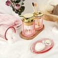 thumbnail image 3 of CERBIOR Bathroom Accessories Set, 4 Pcs Glass Bathroom Accessories Sets Complete w/Soap Dispenser, Soap Dish ,Toothbrush Holder,Tumbler, Gift for Girl Home Apartment, Gold Pink, 3 of 11