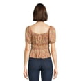 thumbnail image 3 of Self Esteem Juniors Peplum Print Peasant Top, 3 of 5