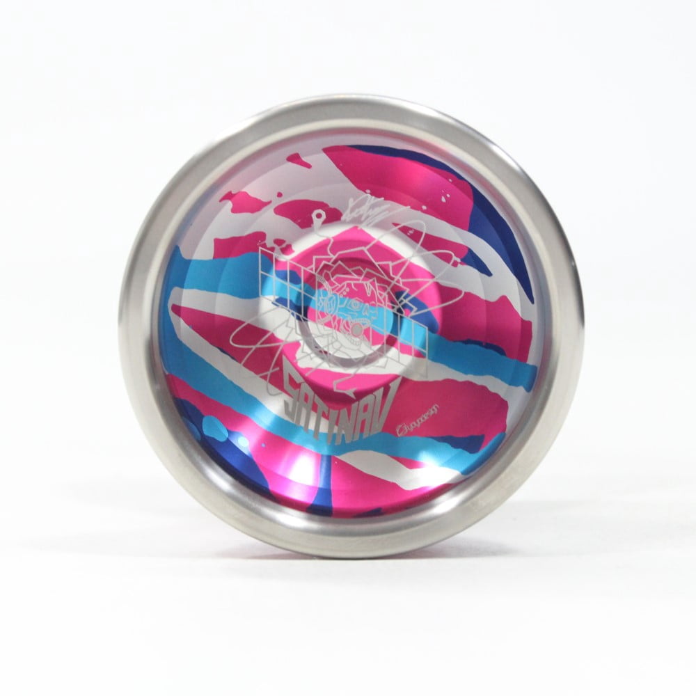 C3yoyodesign Satinav Yo-Yo - Bi-Metal - Titanium Ring - Leo Chan Matsumoto Signature YoYo (Pink/Blue/Silver)