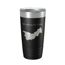 Muskegon Lake Map Tumbler Travel Mug Insulated Laser Engraved Coffee Cup Michigan 20 oz Black