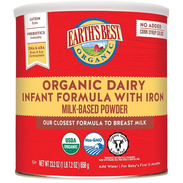 Fórmula Infantil Láctea en Polvo para Bebés Earth's Best EB336610 DHA Omega 6 ARA Fácil de Digerir Ayuda Desarrollo de Cerebro y Ojos 657 g Earth's Best EB336610