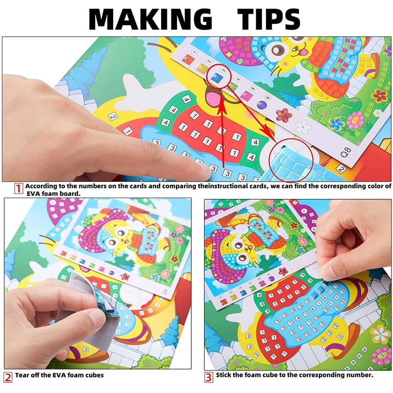 AoneFun Mosaic crafts for Kids Mosaic Kit Mosaic Sticker Art Kits for Kids  Sticker Mosaic Sticky Mosaics for Kids DIY Kits for g
