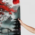 thumbnail image 3 of Cherry Blossom Shower Curtain Watercolor Painting Black Red Flower Sun Anime Fabric Waterproof Polyester Bathroom Home Decoration , various specifications (including hooks), 3 of 7