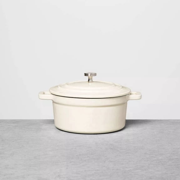 0.5qt Enameled Cast Iron Mini Dutch Oven Cream