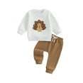 thumbnail image 2 of Jaweiwi Baby Toddler Boy Thanksgiving Outfits 6 12 18 24 Months 2T 3T Long Sleeve Tuekey Graphic Sweatshirt + Pants Set Clothes, 2 of 9