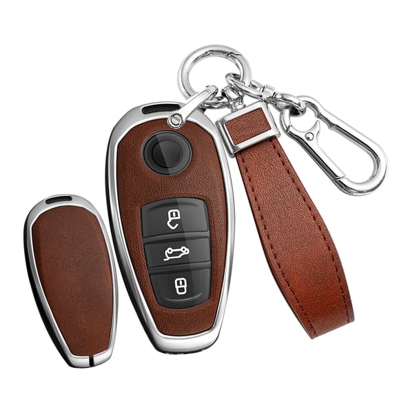 Keyless entry Key fob Cover Fit for VW Touareg 2012-2017 Leather Key Shell Holder Key Cover Protection 3 Button