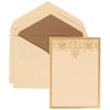 JAM Paper Wedding Invitation Set, Large, 5 1/2" x 7 3/4"- Gold Heart with Jewels Set, Ivory Card with Taupe Lined Envelope, 100/pack