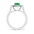 thumbnail image 2 of ANGARA Natural Emerald and Diamond Double Halo Ring in 14K White Gold for Women (Size-6mm) | May Birthstone, Birthday, Anniversary, Jewelry Gift for Women | Natural Emerald Ring, 2 of 7