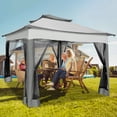 thumbnail image 4 of COBIZI 11x11 Pop up Gazebo Outdoor Canopy Gazebo Patio Gazebo with Mosquito Netting Canopy Shelter with 121 Square feet of Shade for Poolside, Garden, Party and Backyard, Gray, 4 of 18