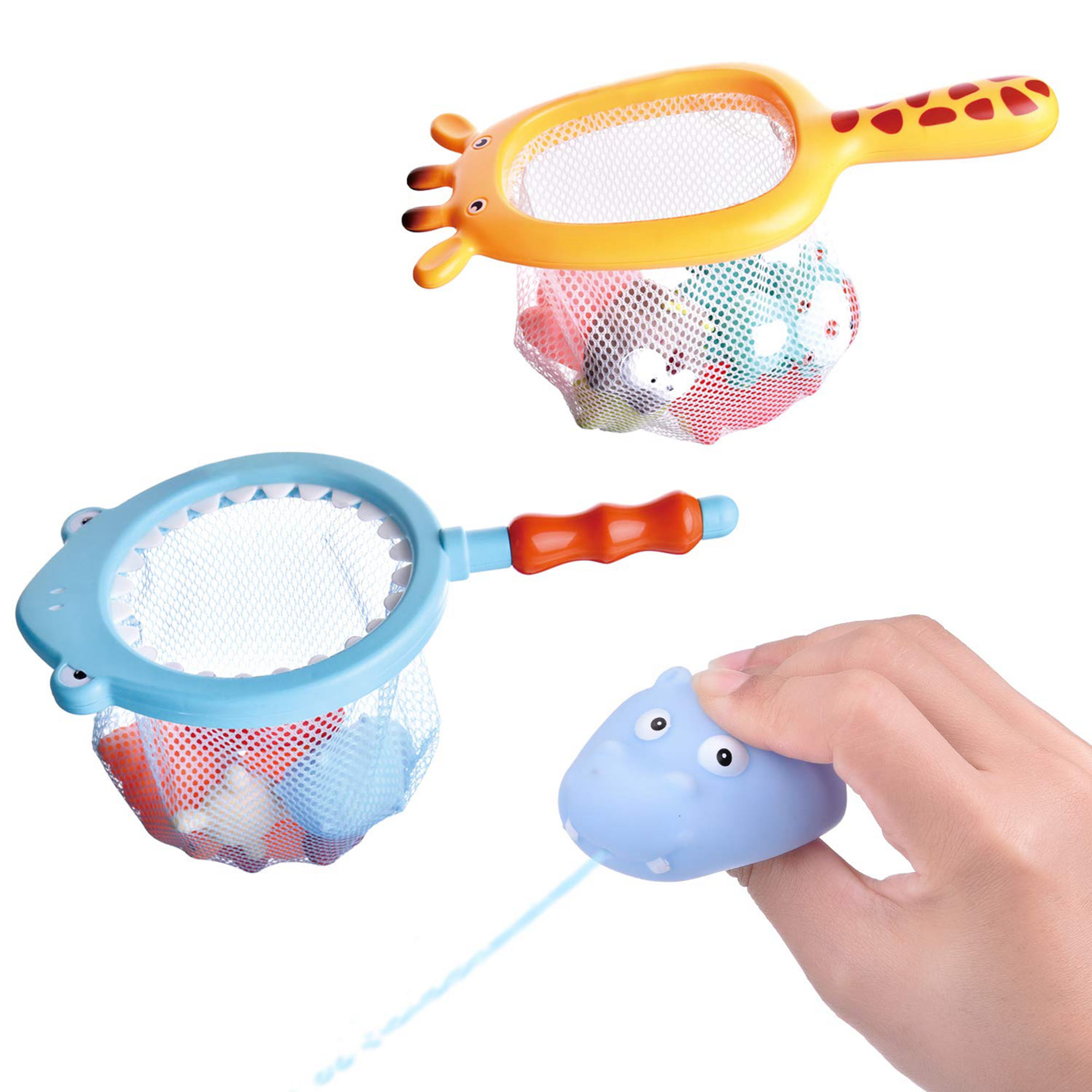 Marine Animals Squirters and Floaties-Learning & Education Bathtub Toys for Babys-Induction Water Temperature Nrbecurn Baby Bath Fun Toys Marine Animals&Fishing net 