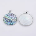 thumbnail image 2 of Abalone Shell/Paua Shell Pendants with Platinum Tone Brass Bail Flat Round 45x41x6~7mm Hole: 4.5x8mm, 2 of 3