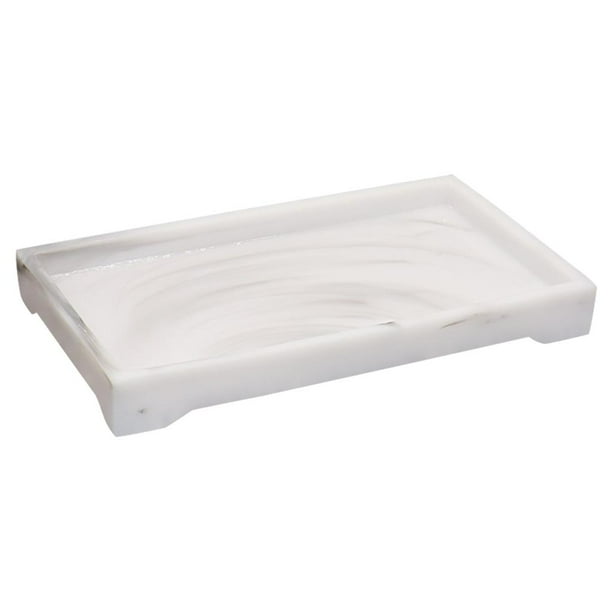 Bandeja de resina para bañera Bandeja de imitación de resina de mármol bandeja de bañera hecha con patas tocador mostrador dispensador organizador para tejidos Magideal Bandeja de resina para bañera